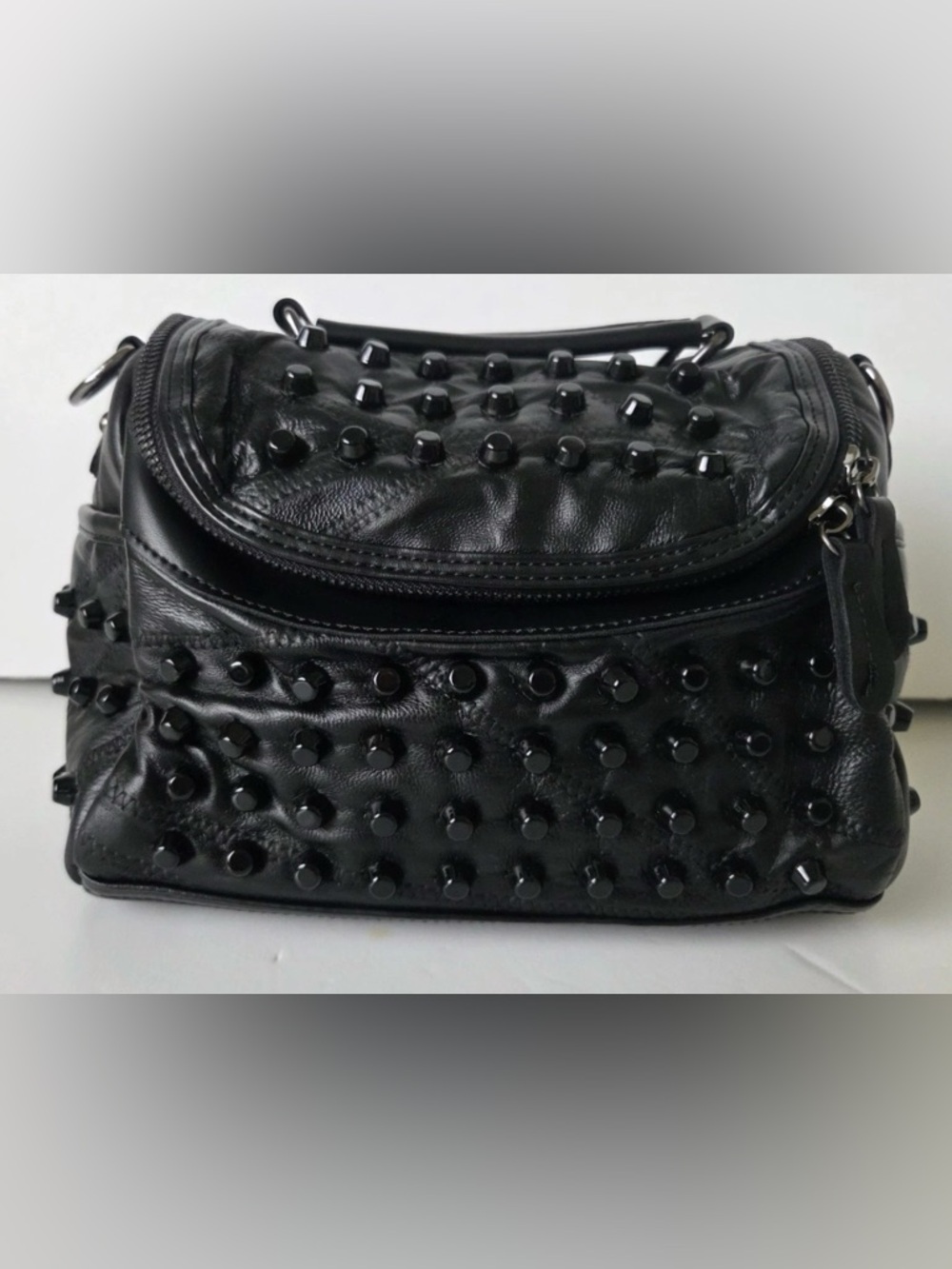 Goth Girl Small Studded Satchel Crossbody Bag, Black NWOT+ Bonus Hair Tie